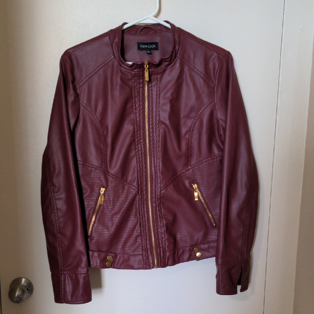 New Look Maroon Pleather Jacket